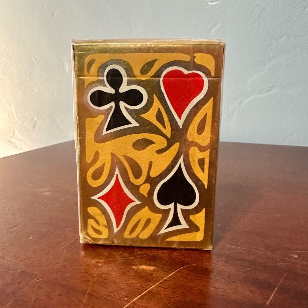 Vintage Golden West Restaurant Deck of Playing Cards Gold Metallic Suited Sealed